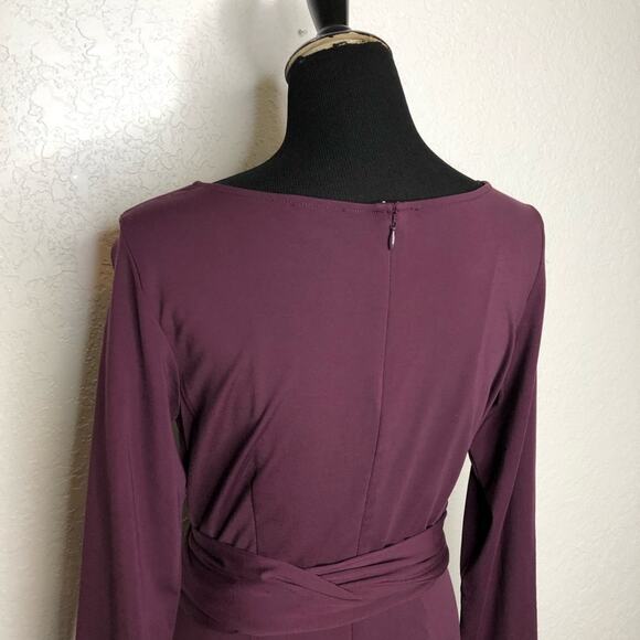 Ann Taylor wine purple tie waist midi dress size 12 - Picture 10 of 15